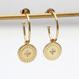 18ct Gold Plated Compass Charm Hoop Earrings, thumbnail 2 of 7