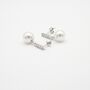 Pearl Earrings With Sparkling Cz Diamond Stones Gift For Her, thumbnail 4 of 6