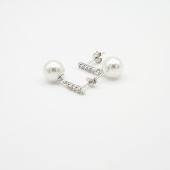 Pearl Earrings With Sparkling Cz Diamond Stones Gift For Her, 4 of 6