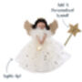 Gold Dark Haired Light Up Tree Topper Angel Decoration, thumbnail 1 of 10