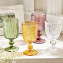 Set Of Four Vintage Embossed Coloured Wine Glasses, thumbnail 1 of 8