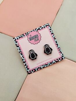 Penguin Glitter Resin Studs / Gift For Penguin Lovers / Christmas Studs, 2 of 5