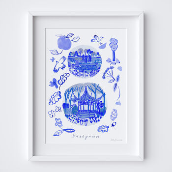 Rhs Garden Bridgewater Manchester Art Print Painted Blue Scenes Poster, 7 of 7