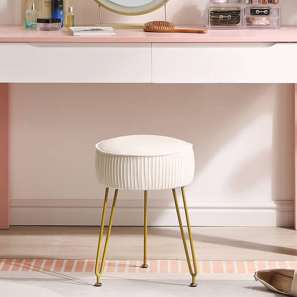 Velvet Round Footrest Stool Ottoman Vanity Stool Seat By Momentum