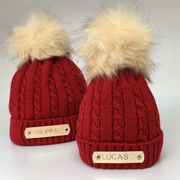 Matching Parent And Baby Knitted Pom Pom Hats, 5 of 12