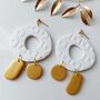 Large White Dangle Earrings, Polymer Clay Earrings, thumbnail 1 of 3