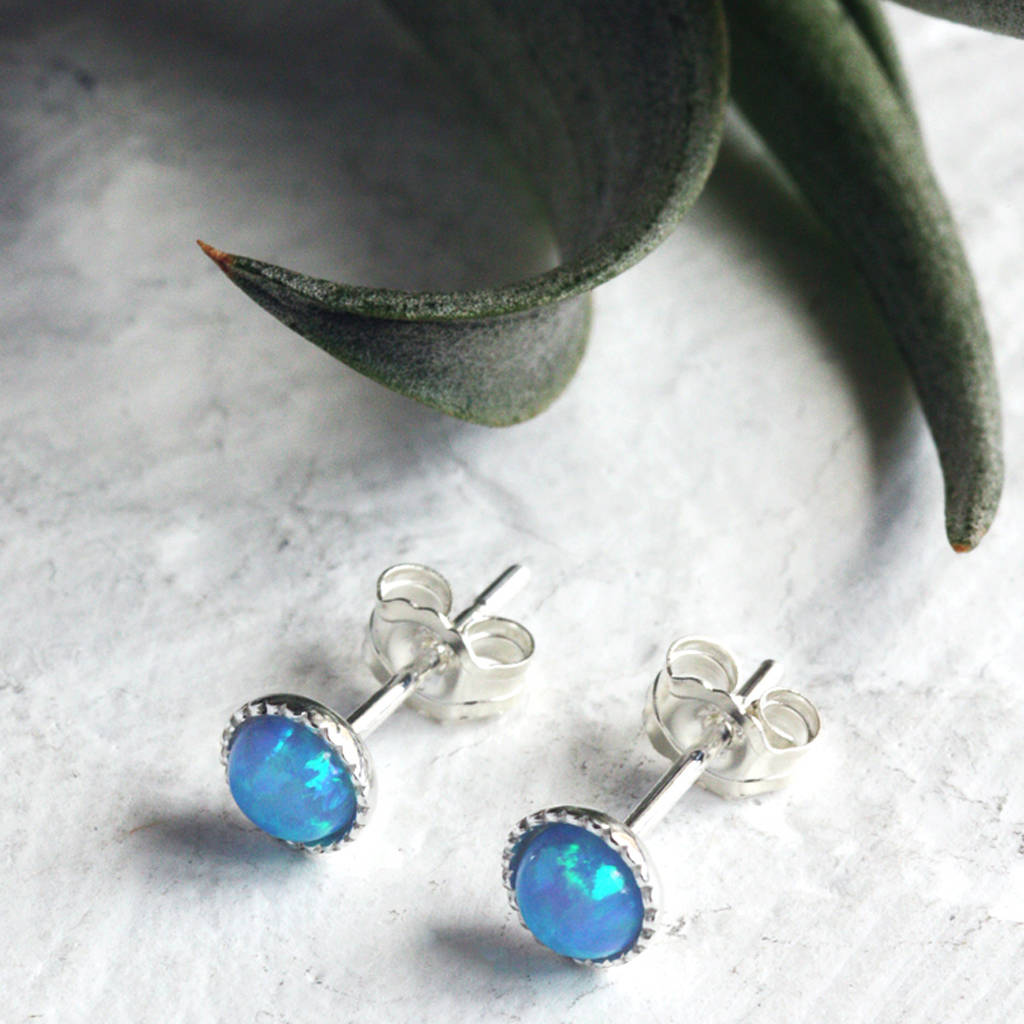 orla sterling silver opal stud earrings by aluna mae