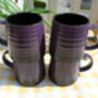 Set Of Four Reactive Glaze Brûlée Mugs In Black And Deep Purple, thumbnail 3 of 8