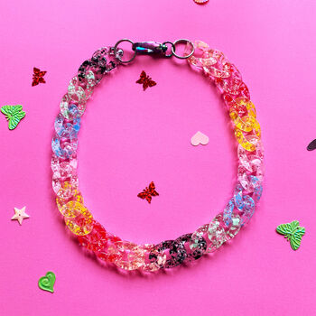 Chunky Multi Coloured Speckled Acrylic Link Necklace, 3 of 5