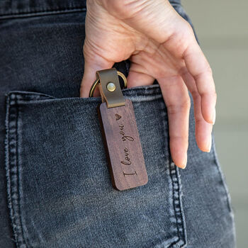 Personalised Wooden And Leather Keyring – Custom Gift, 5 of 6