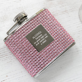 Personalised Pink Diamante Hip Flask With Funnel, 3 of 5