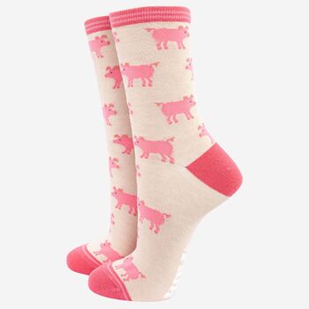 Women's Pig Print Bamboo Socks, 2 of 4