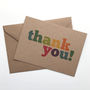 Set Of 12 Colourful Thank You Postcard Note Cards, thumbnail 2 of 8