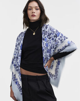 Blue Ditsy Folk Square Scarf, 2 of 5