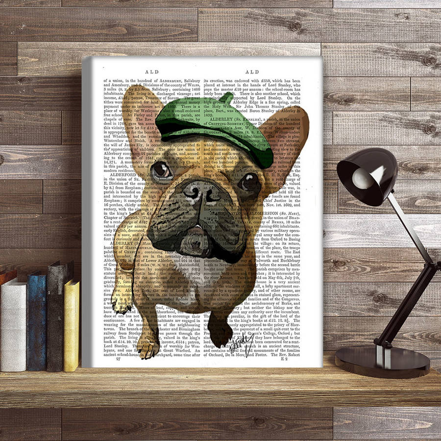 french bulldog and green beret book print by fabfunky home decor ...