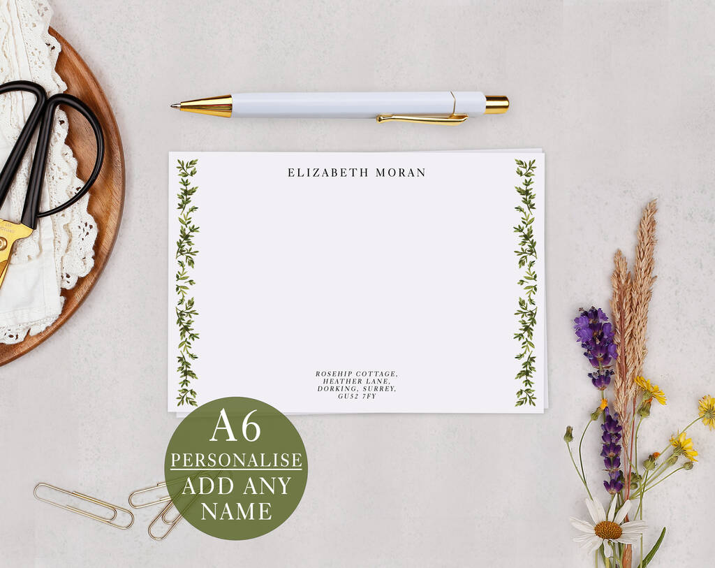 Botanical Personalised Address Note Cards A6 Notecard Set, 1 of 6