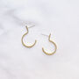 Mini Crescent Hoop Earrings In Recycled Silver Or Brass, thumbnail 3 of 4