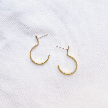 Mini Crescent Hoop Earrings In Recycled Silver Or Brass, 3 of 4
