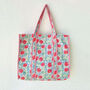 Quilted Cotton Pink Floral Print Beach Tote Bag, thumbnail 1 of 6