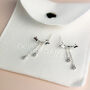 Sterling Silver Butterfly Chain Dangle Stud Earrings, thumbnail 4 of 5