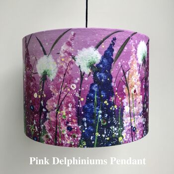 Pink Delphiniums Handmade Artist Lampshades, 3 of 6