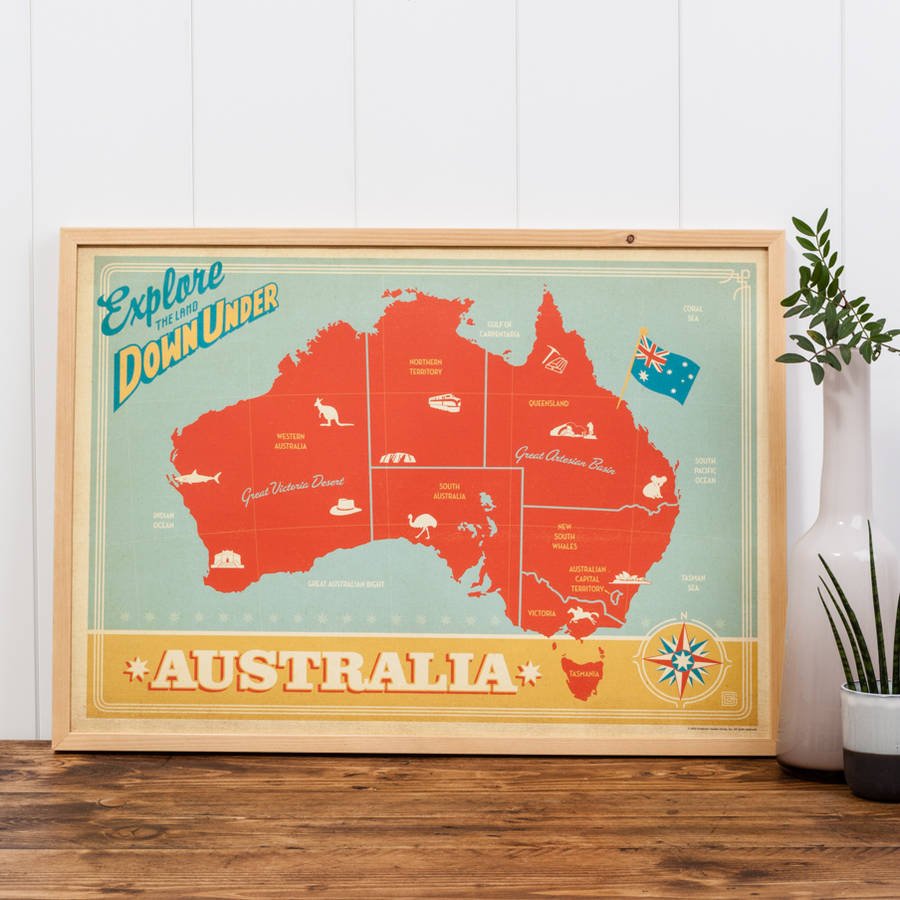 Vintage Map Of Australia Print, 1 of 2