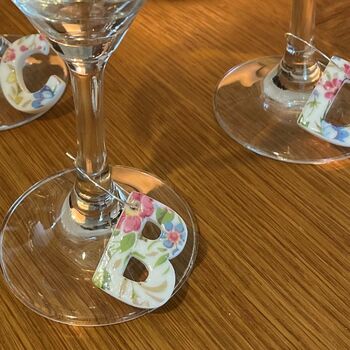 Porcelain Letter Wine Glass Charms, 3 of 5