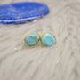 Blue Turquoise Gold Stud Earrings, thumbnail 3 of 9