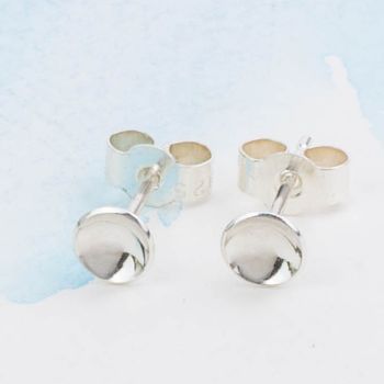 Handmade Sterling Silver Tiny Circle Dome Studs, 2 of 4