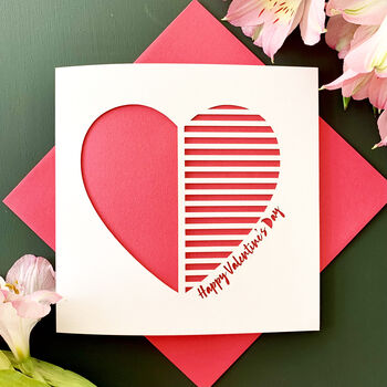 Stripey Heart Papercut Valentine's Card, 2 of 4