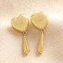 Heart And Teardrop Stud Earrings In Gold, thumbnail 1 of 4