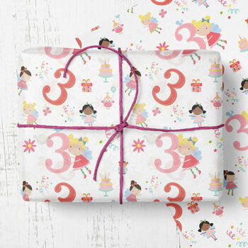 3rd Birthday Wrapping Paper Girls Fairy, 2 of 3