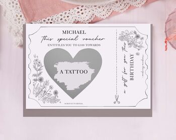Personalised Tattoo Surprise Gift Scratch Voucher, 2 of 3