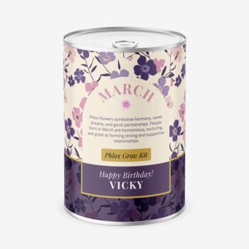 Grow Your Own March Birth Flower Personalised Name Tin, 3 of 8