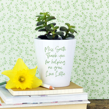 Personalised Floral Heart Teacher Plant Pot, 3 of 3