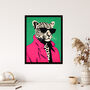 Fashion Cheetah I Fun Animal Green Pink Wall Art Print, thumbnail 4 of 6