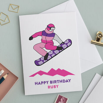 Personalised Snow Boarding Birthday Card, 2 of 3