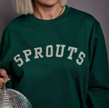 Sprouts Varsity Slogan Christmas Sweatshirt, 7 of 8