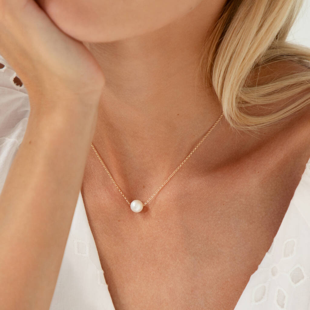 Black Floating Pearl Necklace - Single Pearl Necklace – Austin Down to Earth