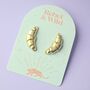 Xl Croissant Stud Earrings Hypoallergenic And Tarnish Resistant, thumbnail 1 of 5