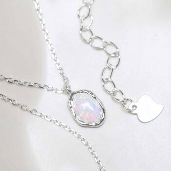 Sterling Silver Oval Opal Flow Necklace, 5 of 9