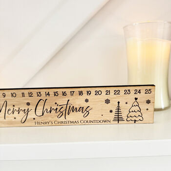 Personalised Wooden Christmas Tree Advent Slider Keepsake, 2 of 6