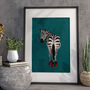 Turquoise Zebra Wearing Heels Original Art Print, thumbnail 9 of 10