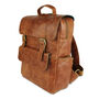 'Kingsley' Men's Leather Laptop Backpack In Tan, thumbnail 8 of 12
