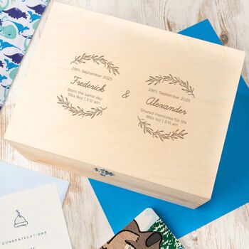 Personalised Twin Baby Keepsake Box, 7 of 12