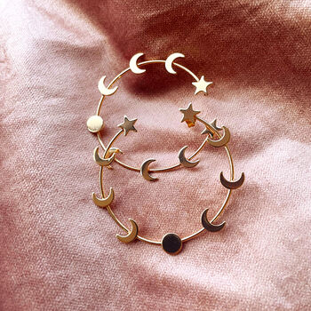 Celestial Star And Moon Hoop Earrings, 5 of 9