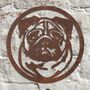 Metal Dog In Ring Garden Sculpture Wall Art, thumbnail 1 of 10