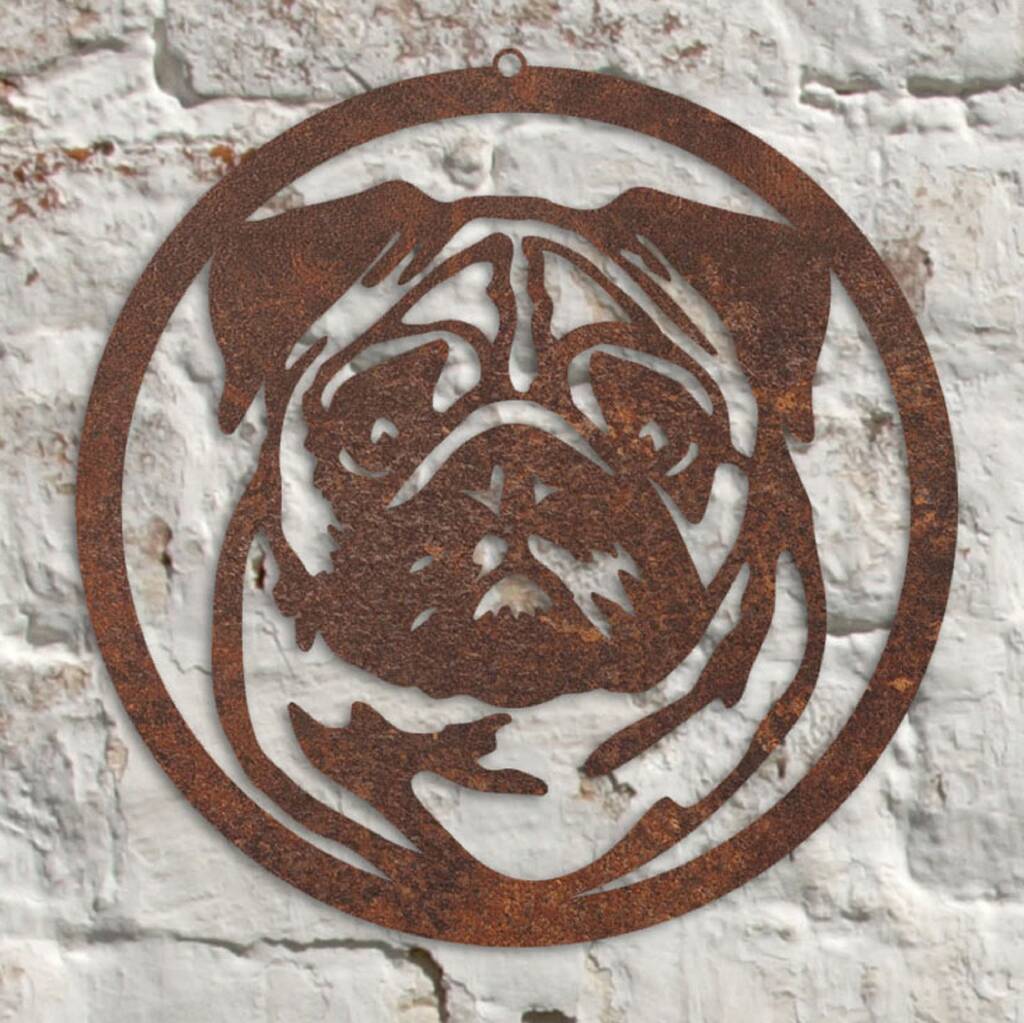Metal Dog In Ring Garden Sculpture Wall Art, 1 of 10
