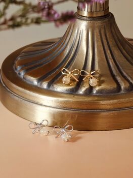 Bow Single Gold Rutilated Quartz Earrings, 4 of 9