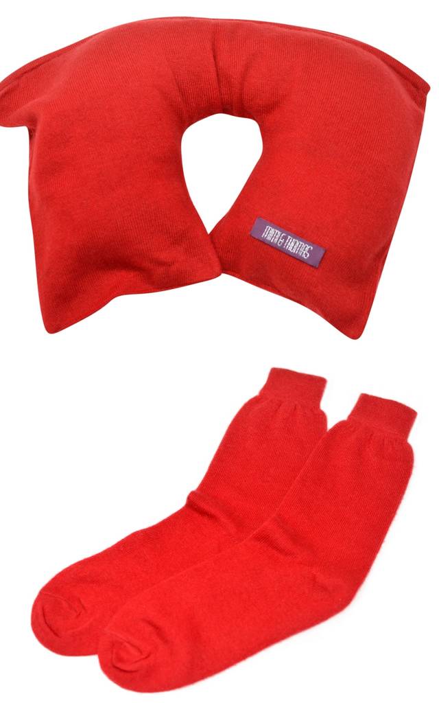 Pure Cashmere Travel Set Eye Mask Blanket Pillow Socks By Mimi & Thomas